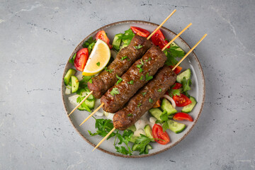 Grilled homemade lula kebab delicious