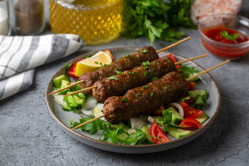 Grilled homemade lula kebab delicious