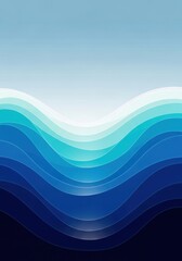 Abstract blue ocean waves background with light blue sky