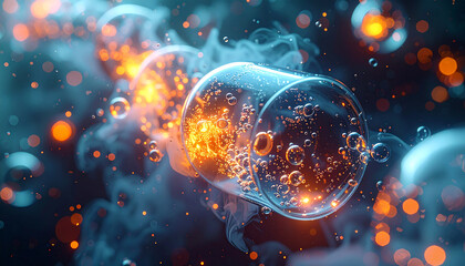 Cellular Energy: An artistic representation of cellular structures. depicting the dynamic and intricate world of life at its most fundamental level.