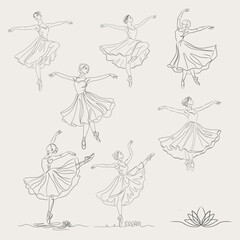 Vector illustration silhouette of a ballerina's logo, silhouette of a ballerina's logo icon, silhouette of a dancer, dancer's pose highlighted on a white background.