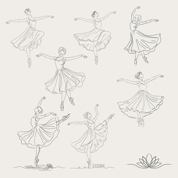 Vector illustration silhouette of a ballerina's logo, silhouette of a ballerina's logo icon, silhouette of a dancer, dancer's pose highlighted on a white background.
