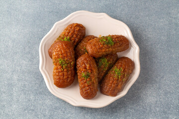 Turkish traditional sherbet dessert; kalburabasti