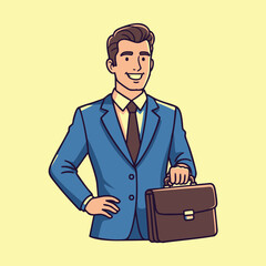 Professional businessman in a blue suit with a briefcase, representing corporate success and business career opportunities