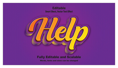 Help text effect support, care, guidance, aid, assist, friendly typography design.
