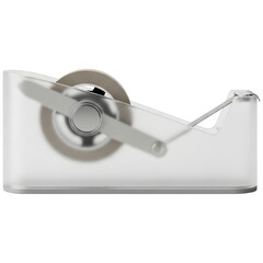 Modern clear plastic tape dispenser with a roll of adhesive tape for office and school supplies