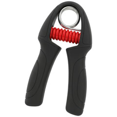 Obraz premium Black hand gripper with red spring for grip strength and forearm exercise
