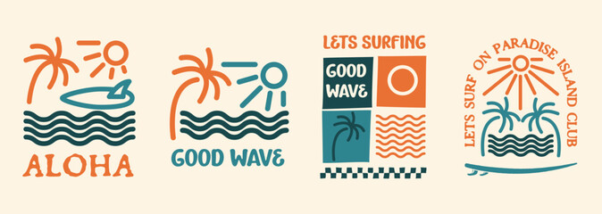 Collection of Surf Badges design, for tshirt branding, beachwear branding and other uses