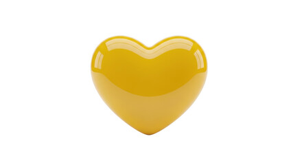 A glossy yellow heart shaped object isolated on a transparent background with a subtle shine isolated on transparent background