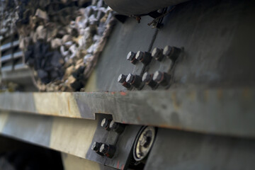 Military themed background with armored carrier.