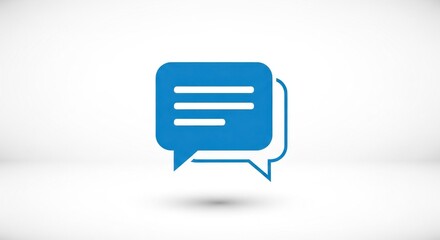A blue speech bubble icon on a white background.