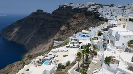 Fototapeta premium Santorini Blue Domes Overlooking the Caldera in Summer