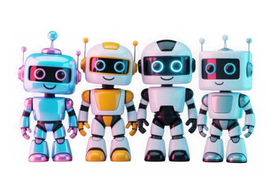 A 3D robot icon with a transparent background, symbolizing robotics and scientific innovation PNG