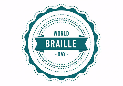 World braille day emblem with text isolated on white background