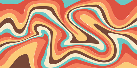 Obraz premium Psychedelic retro groovy colorful wavy background
