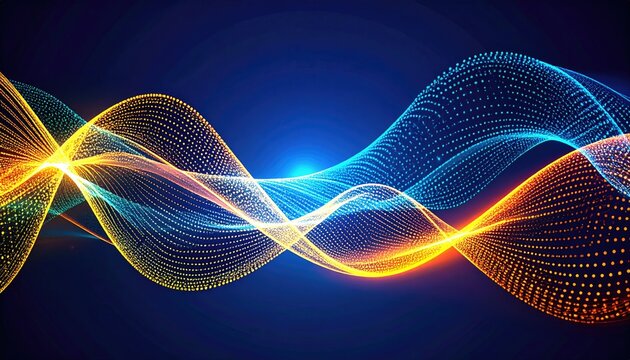 Abstract glowing waves of light energy data flow futuristic digital background. - Powered by Adobe