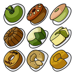 various sponge cakes collection illustration