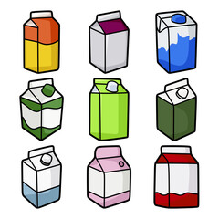 colorful milk cartons collection illustration