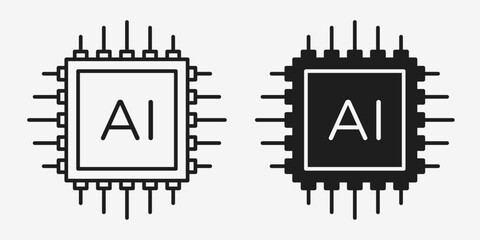 Minimal gray vector circuit icon in AI format, ideal for chip design, computing, and modern technology concepts.
