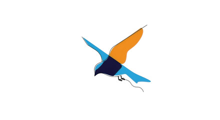 Fototapeta premium Minimal Abstract Bird Logo Design in Blue and Orange Colors Isolated on Transparent Background PNG – Modern Vector Symbol for Branding and Business Identity