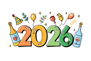 Fototapeta premium 2026 Happy new year vector illustration isolated on white background