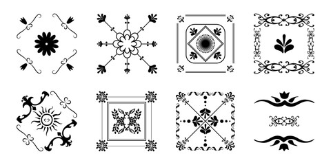 Vintage Decorative Floral Ornament Set