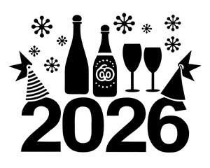 happy new year 2026 greeting card design isolated on white background