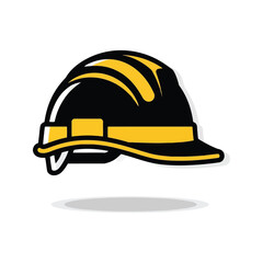 Fototapeta premium Black and yellow hard hat icon isolated on transparent background