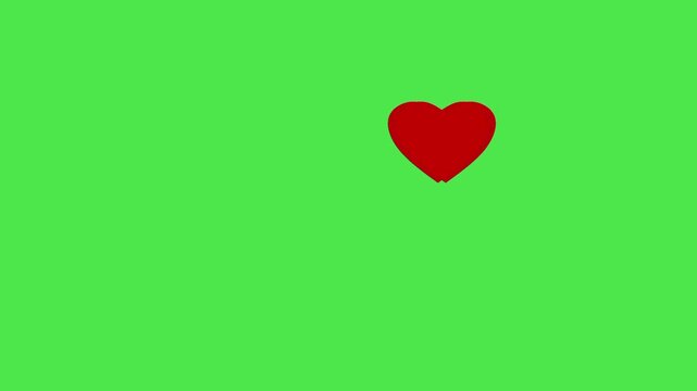 Animation of hearts flying into the sky on a green screen. The concept of love or Valentine's Day.