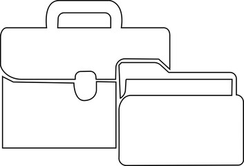 Briefcase and folder icon.Minimal folder and file overlapping icon in black silhouette,transparent background,Business briefcase and folder icon design,business briefcase and folder icon