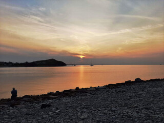 Summer sunset on the shore