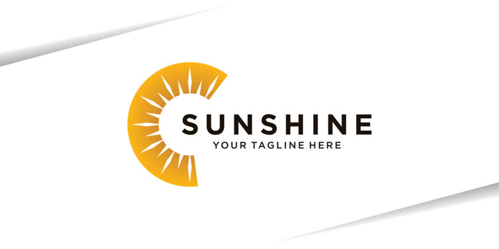 Sun logo design with gold color