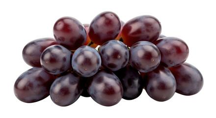 A bunch of fresh red grapes isolated on transparent background, ready to eat