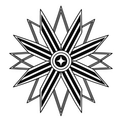 Geometric starburst emblem with sharp points and inner detail