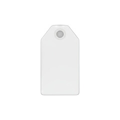 Blank White Rectangular Tag with Rounded Top and Metal Grommet Isolated on Transparent Background