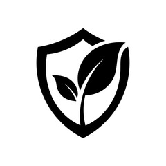 Simple nature protection leaf shield vector logo design for eco friendly and green concept art
