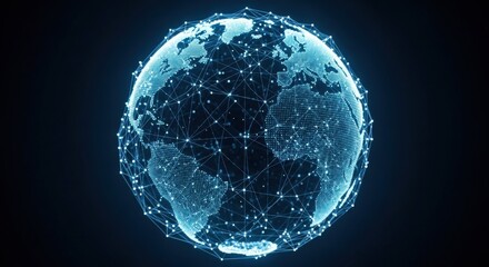 Abstract Digital Earth Network Futuristic Global Connection