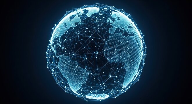 Abstract Digital Earth Network Futuristic Global Connection