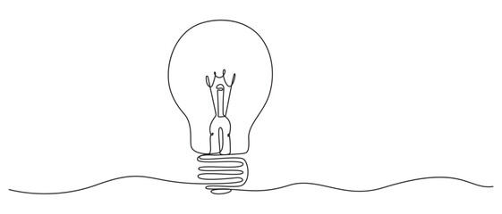 Electrical Energy light bulb Icon continuous single line art vector illustration,