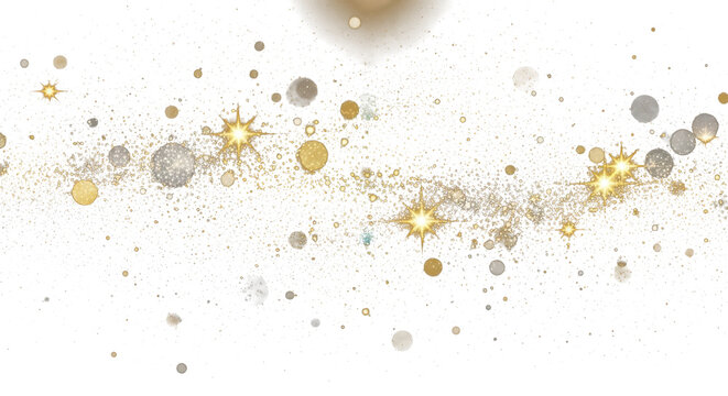 Magic flare texture . White stardust with golden shimmer, spark particles, and radiant bokeh Clean PNG