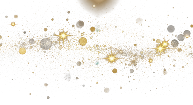 Magic flare texture . White stardust with golden shimmer, spark particles, and radiant bokeh Clean PNG