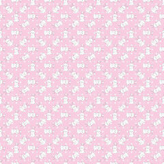 Cute White Bunny Seamless Pattern on Pink Background – Adorable Easter Rabbit Design for Kids Fabric, Wrapping Paper, and Nursery Decor
