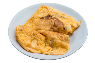 Thai Fried Omelette, Isolated on White Background