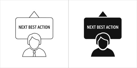 Person holding a sign with next best action
