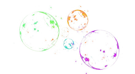 Mystical holographic light orbs in green, orange, and violet hues on Transparent canvas Clean PNG
