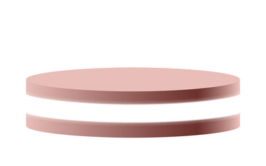 A pink podium with a white stripe in the middle on a transparent background