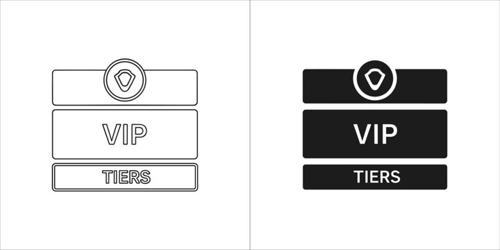 Vip tiers icon set, showing outline and solid versions for exclusive access levels