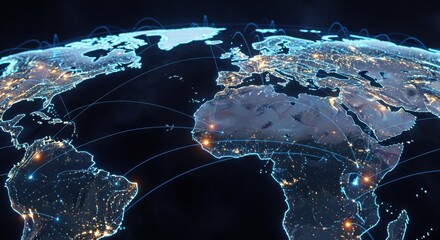 Global Network Connections Digital World Map Visualization