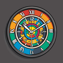 colorful cartoon wall clock vector image