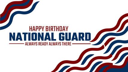 Minimal white background banner for Happy Birthday National Guard with elegant and patriotic layout